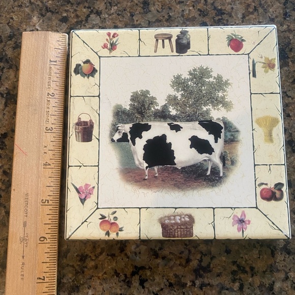 Trivet Vintage Farm Country Animal Fruit 6” - Picture 1 of 10